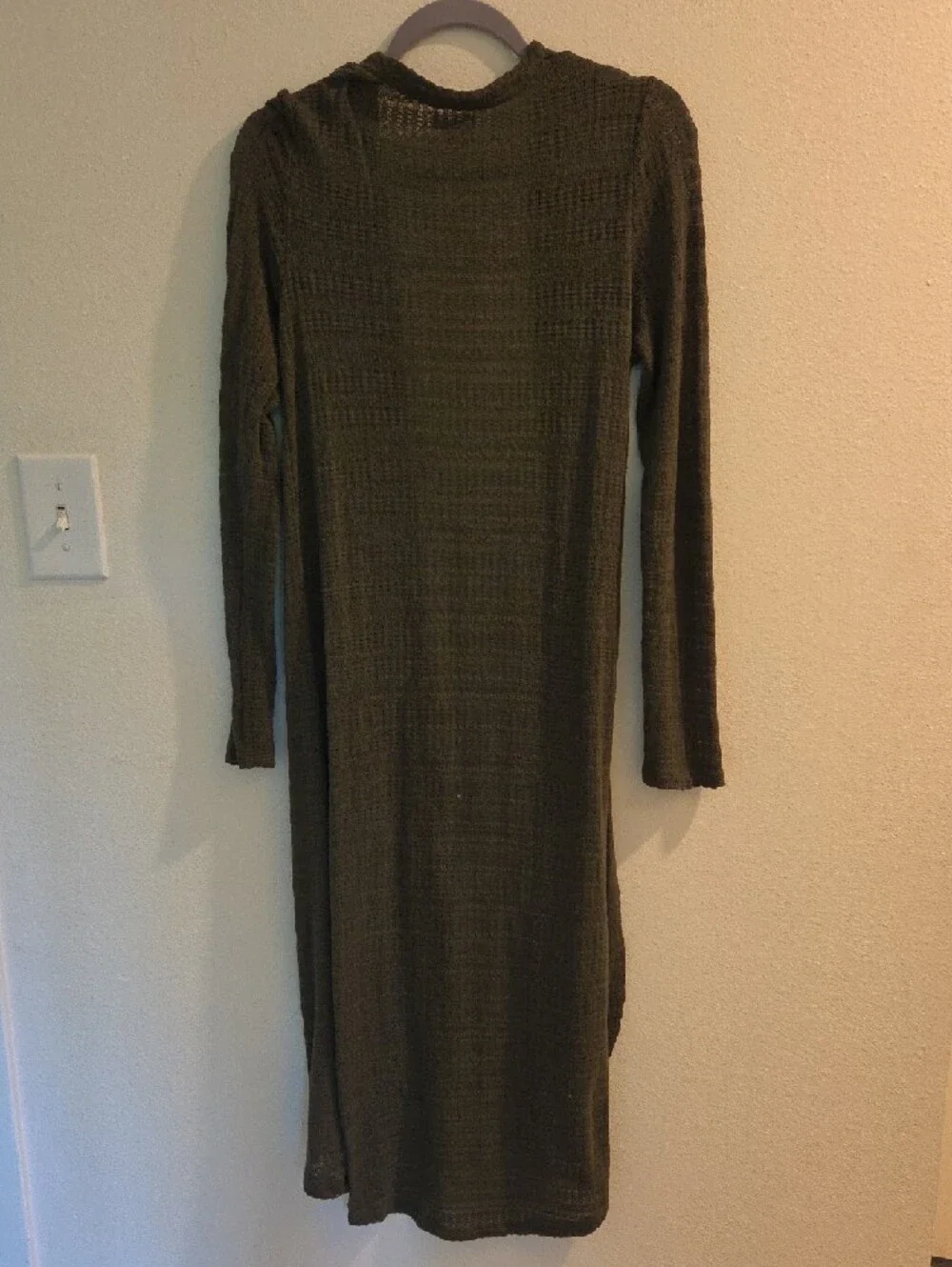 Mossimo Supply Co. Olive Green Waffle Knit Hooded Cardigan